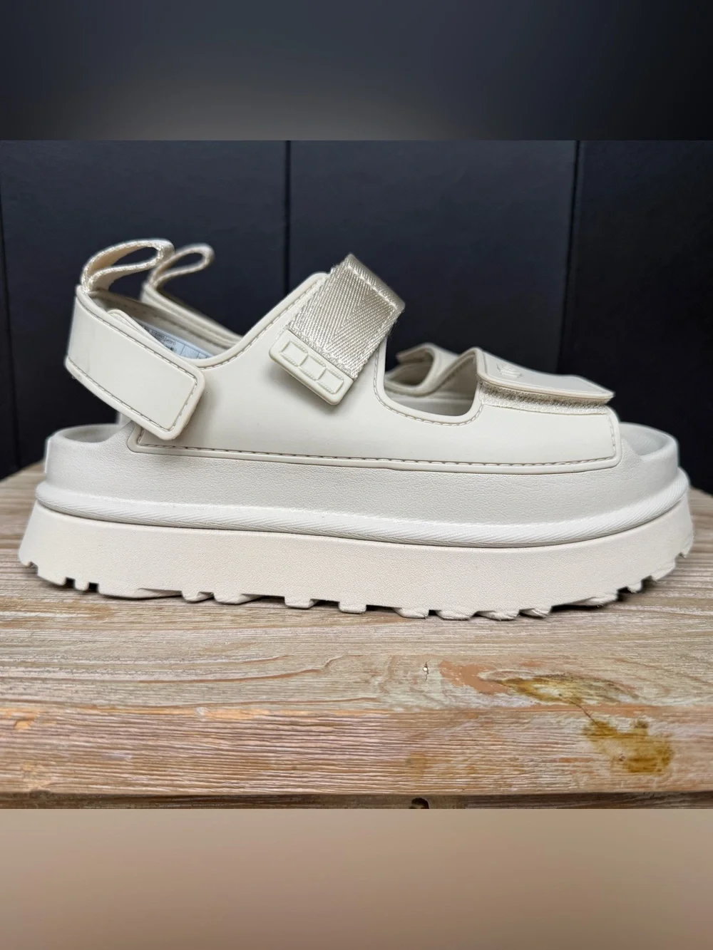 UGG Cream Platform Sandals with Adjustable Straps - Picture 3 of 14